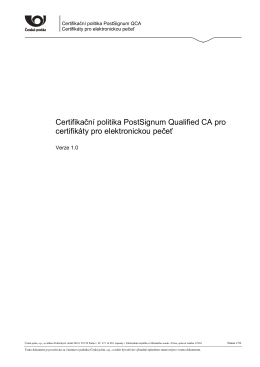 certifikační politiky - Certifikační autorita PostSignum