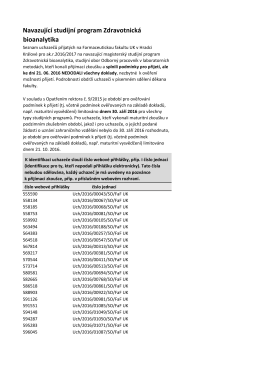 Navazující studijní program Zdravotnická bioanalytika