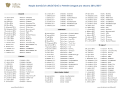 Rozpis domácích utkání týmů z Premier League pro sezonu 2016