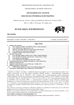 1. Zakupy świń rzeźnych - Ministerstwo Rolnictwa i Rozwoju Wsi