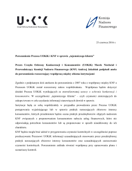 Porozumienie Prezesa UOKiK i KNF w sprawie „tajemniczego klienta”