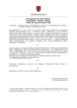 Zarządzenie Nr 2152/2016 Prezydenta Miasta Płocka z dnia 23