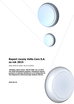 Raport roczny Velto Cars SA za rok 2015