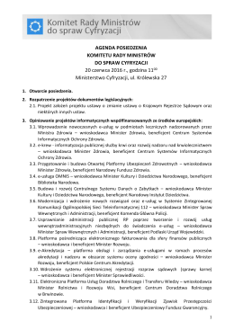 agenda posiedzenia - Komitet Rady Ministrów do spraw Cyfryzacji