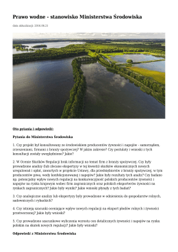 Prawo wodne - stanowisko Ministerstwa Środowiska