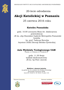 Plakat 20-lecie(4) - DIAK Archidiecezji Poznańskiej