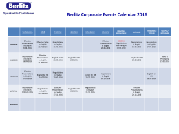 Berlitz Corporate Events Calendar 2016
