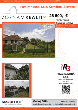 26 500 - Real Estate Slovakia