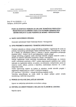 poziv za dostavu ponuda - Vlada Federacije Bosne i Hercegovine