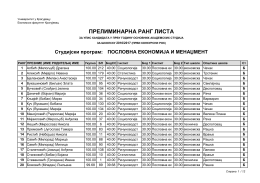 прелиминарна ранг листа - Универзитет у Крагујевцу