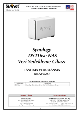 Synology DS216se Kullanım Kılavuzu