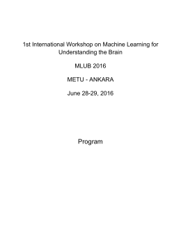 Program - International Workshop on Machine Learning Approaches