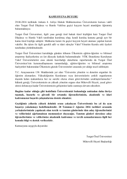 açıklama için tıklayınız - Turgut Özal Üniversitesi