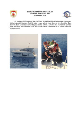 25 Haziran 2016 - Sahil Güvenlik Komutanlığı