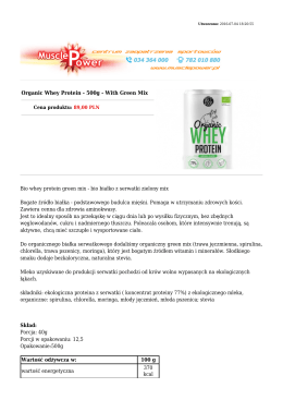 Organic Whey Protein - 500g - With Green Mix Bio
