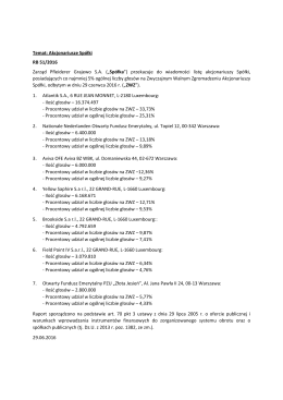 Temat: Akcjonariusze Spółki RB 51/2016 Zarząd Pfleiderer Grajewo