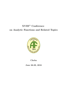 XVIII Conference on Analytic Functions and Related Topics