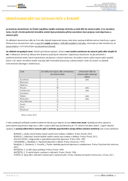 umísťování dětí do ústavní péče v evropě