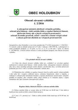 OBEC HOLOUBKOV Obecně závazná vyhláška č. 2/2016