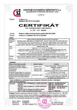 Certifikát vchodové dveře S 9000