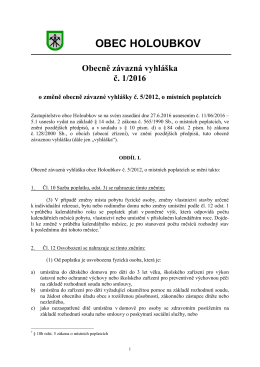 OBEC HOLOUBKOV Obecně závazná vyhláška č. 1/2016 o změně