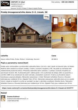 Prodej dvougeneračního domu 5+2, Liesek, SK