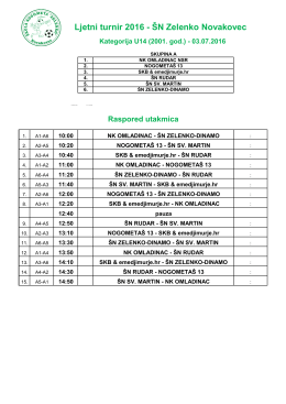 Raspored U14 - eMedjimurje.hr