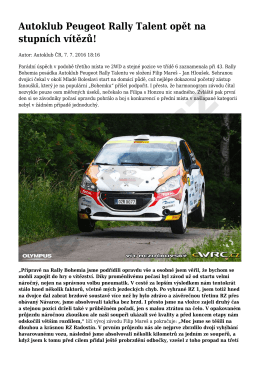 Autoklub Peugeot Rally Talent opět na stupních vítězů!