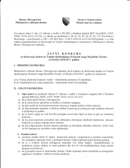 javni konkurs - Ministarstvo odbrane Bosne i Hercegovine