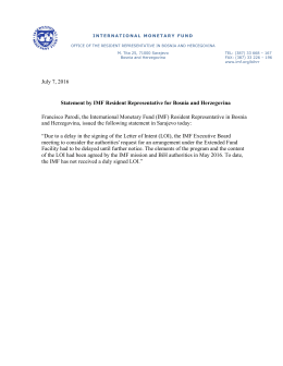 Statement by IMF Resident Representative for Bosnia and