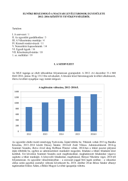 Elnöki jelentés 2012-2016 - Magyar Levéltárosok Egyesülete