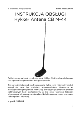 INSTRUKCJA OBSŁUGI Hykker Antena CB M-44