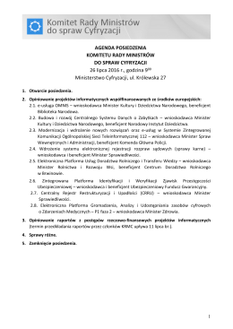 agenda posiedzenia - Komitet Rady Ministrów do spraw Cyfryzacji