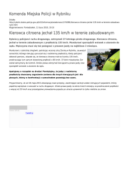 Komenda Miejska Policji w Rybniku Kierowca citroena jechał 135