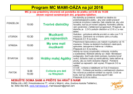 Program MC MAMI-OÁZA na júl 2016