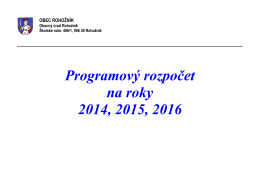 Programový rozpočet obce na roky 2014,2015,2016.