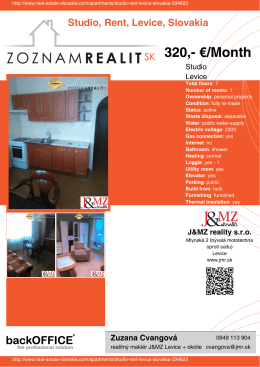 320,- €/Month - Real Estate Slovakia