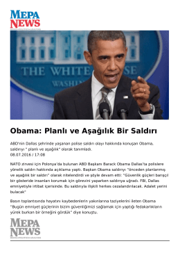 Obama: Planlı ve Aşağılık Bir Saldırı