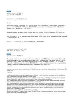 K016344 Spisová znaćka: 3K/13/2016 spisová znaćka: 3K