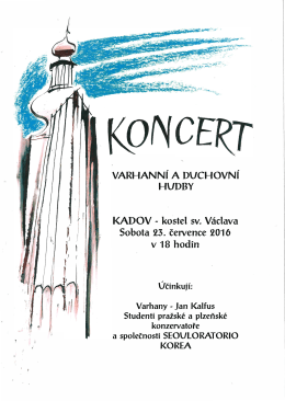 Koncert varhanní a duchovní hudby v Kadově 23. 7. 2016