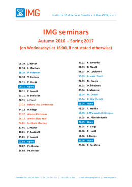 IMG seminars Autumn 2016 – Spring 2017
