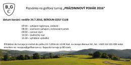 Pozvánka na golfový turnaj „PRÁZDNINOVÝ POHÁR 2016“