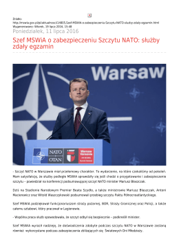 Szef MSWiA o zabezpieczeniu Szczytu NATO: służby zdały egzamin