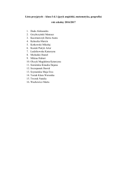 Lista przyjętych – klasa I d.1 (język angielski, matematyka, geografia