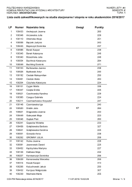 Lista rezerwowa kandydatów N57