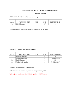 REZULTATI ISPITA IZ PREDMETA FIZIOLOGIJA