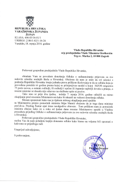 Dopis premijer Orešković