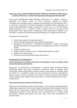 Ogłoszenie Zarządu HAWE Spółka Akcyjna z siedzibą w Warszawie