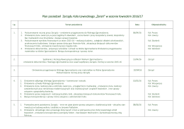 Plan posiedzeń Zarządu w sezonie 2016-17