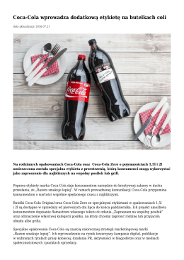Coca-Cola wprowadza dodatkową etykietę na butelkach coli
